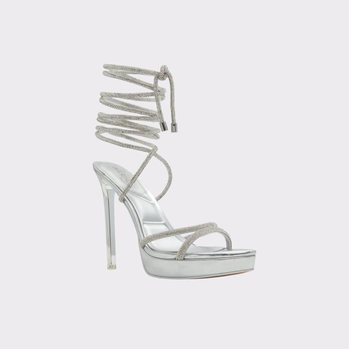 Aldo Silver Women Izabella Silver Women's Strappy Sandals Heels