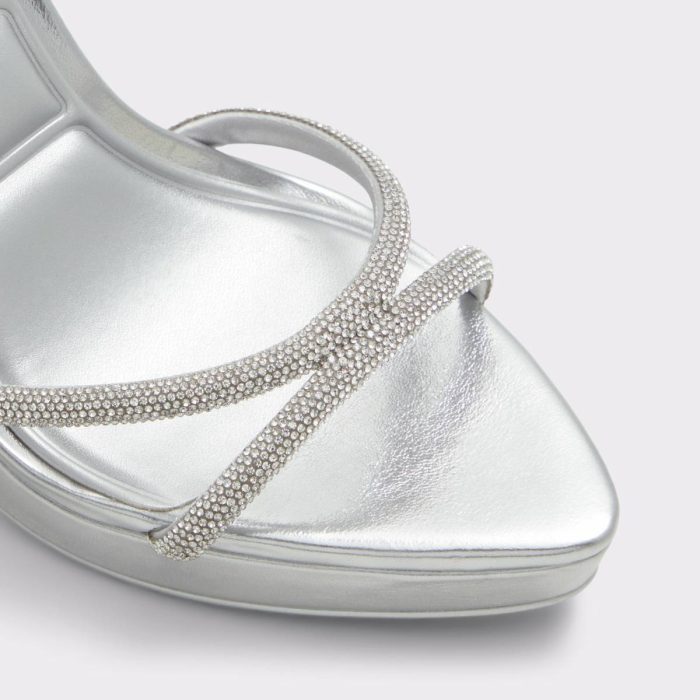 Aldo Silver Women Izabella Silver Women's Strappy Sandals Heels