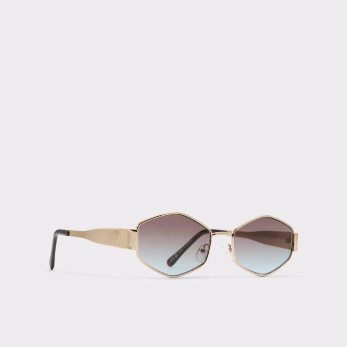 Aldo Sunglasses Rilibaen Gold Women's Round Women Gold