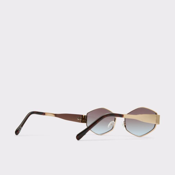 Aldo Sunglasses Rilibaen Gold Women's Round Women Gold