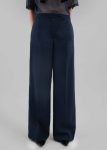 Alia Wide Leg Trousers - Navy Bottoms Blue Women The Frankie Shop