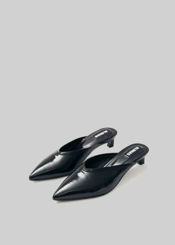 Alohas Tessa Leather Mules - Onix Black Heels Black The Frankie Shop Women