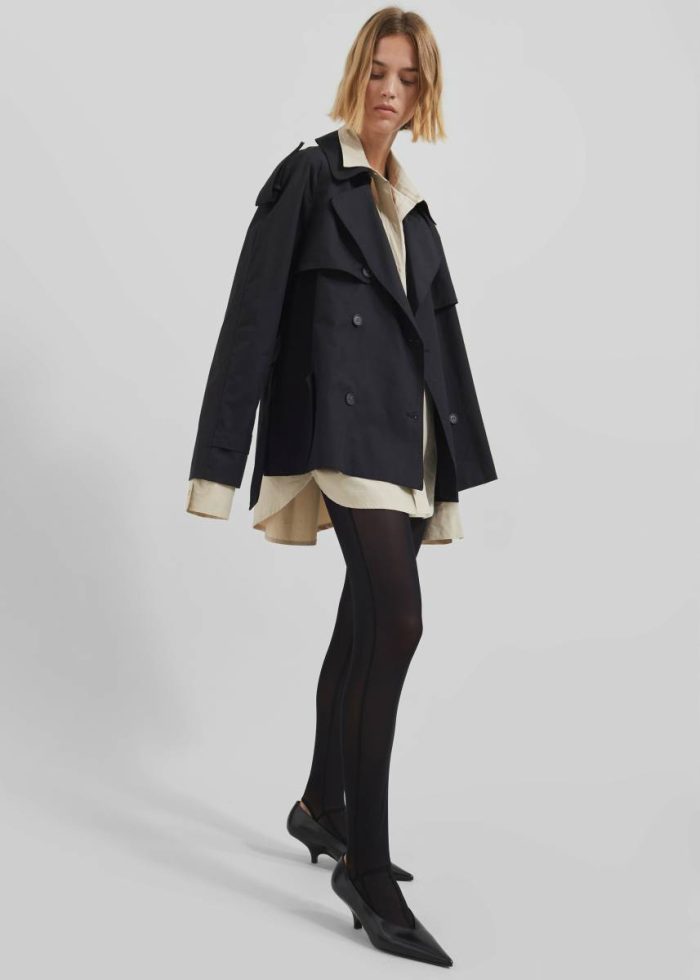 Arlington Short Trench - Black Black Outerwear The Frankie Shop Women