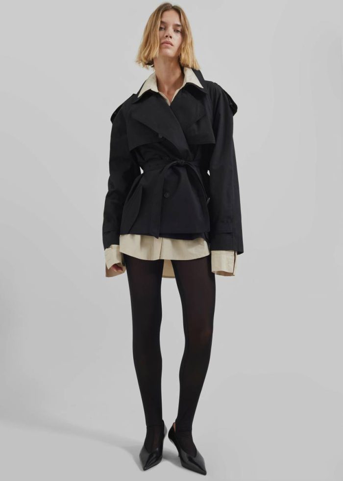 Arlington Short Trench - Black Black Outerwear The Frankie Shop Women