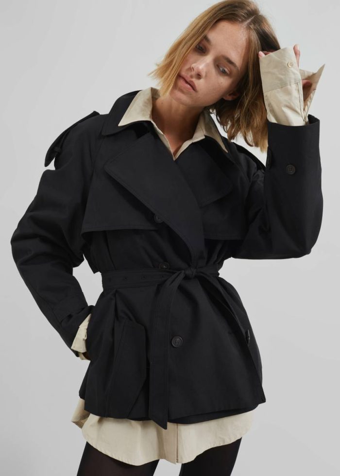 Arlington Short Trench - Black Black Outerwear The Frankie Shop Women