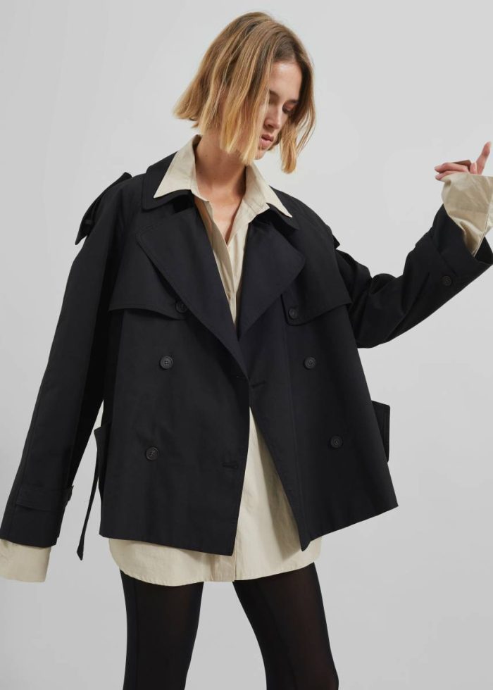 Arlington Short Trench - Black Black Outerwear The Frankie Shop Women