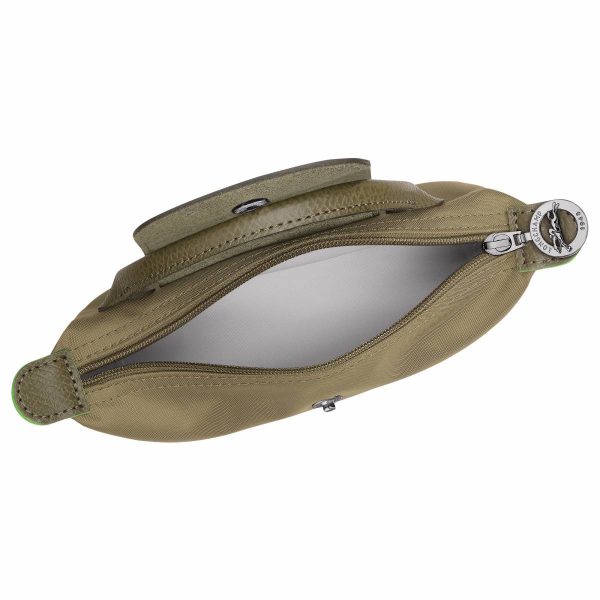 Artichoke Longchamp Women Pouches & Cases Le Pliage Green Pouch With Handle Artichoke - Recycled Canvas