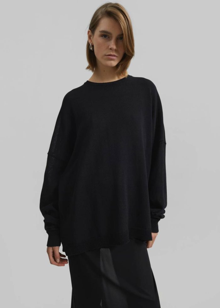 Basel Crew Neck Sweater - Black Black Knitwear Women The Frankie Shop