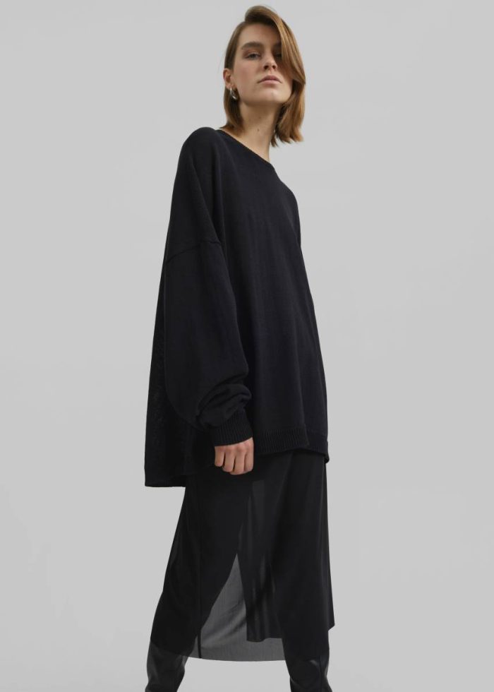Basel Crew Neck Sweater - Black Black Knitwear Women The Frankie Shop