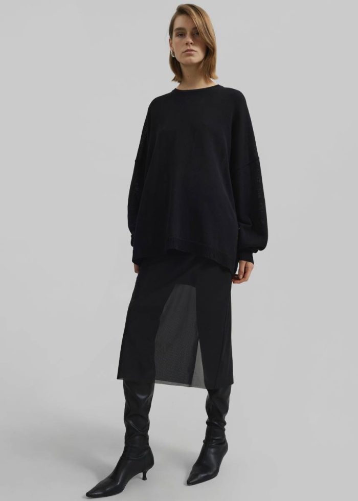 Basel Crew Neck Sweater - Black Black Knitwear Women The Frankie Shop