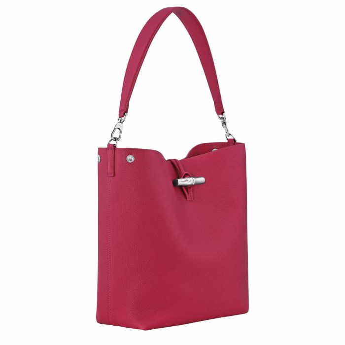 Beetroot Women Leather Bags Le Roseau M Shoulder Bag Beetroot - Leather Longchamp