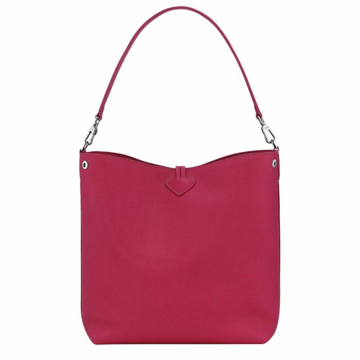 Beetroot Women Leather Bags Le Roseau M Shoulder Bag Beetroot - Leather Longchamp