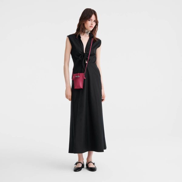 Beetroot Women Phone Cases Longchamp Le Roseau Phone Case Beetroot - Leather
