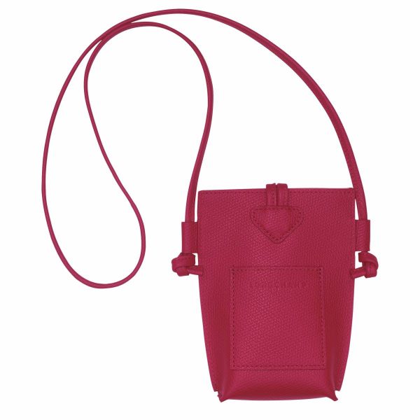 Beetroot Women Phone Cases Longchamp Le Roseau Phone Case Beetroot - Leather