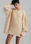 Beige Knitwear Pailey Braided Sweater - Cream Women The Frankie Shop