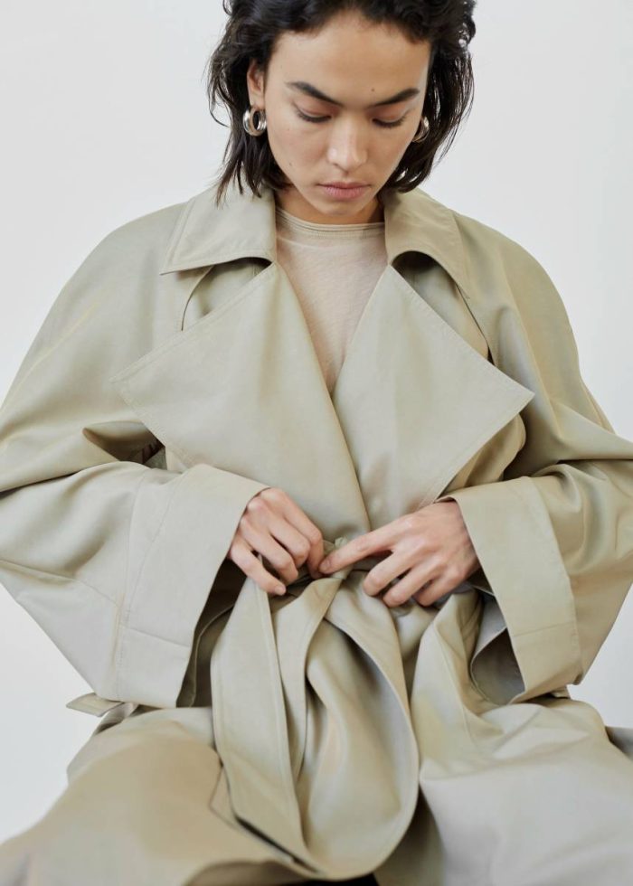 Beige Outerwear Women The Frankie Shop Astoria Cut-Out Raglan Sleeve Trench Coat - Beige