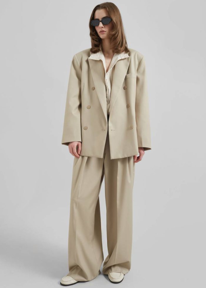 Beige Outerwear Women The Frankie Shop Orsay Boxy Double Breasted Blazer - Beige