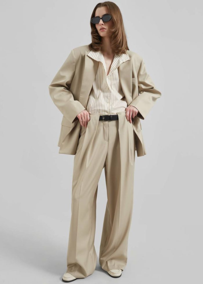 Beige Outerwear Women The Frankie Shop Orsay Boxy Double Breasted Blazer - Beige