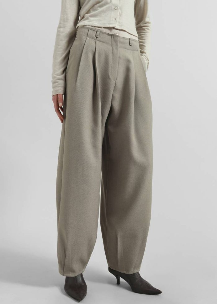 Beige The Frankie Shop Benicia Tapered Leg Trousers - Taupe Bottoms Women