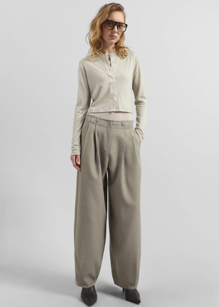 Beige The Frankie Shop Benicia Tapered Leg Trousers - Taupe Bottoms Women