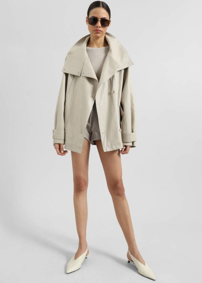 Beige The Frankie Shop Women Outerwear Amunta Faux Leather Trench Jacket - Light Beige