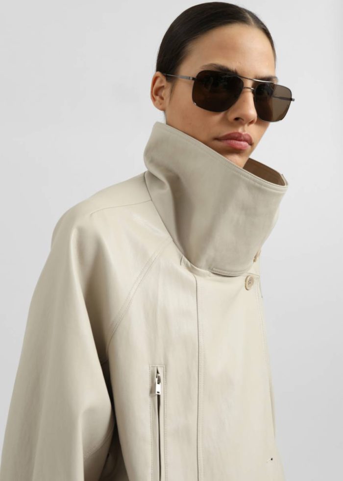 Beige The Frankie Shop Women Outerwear Amunta Faux Leather Trench Jacket - Light Beige