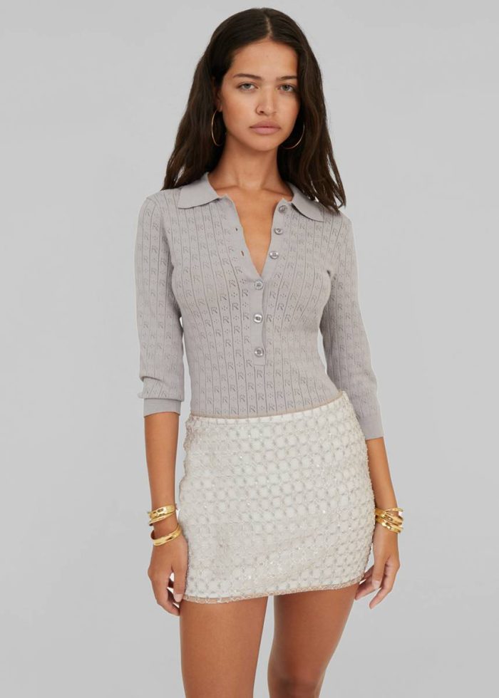 Beige Women Bottoms The Frankie Shop Rotate Beaded Mini Skirt - Beige