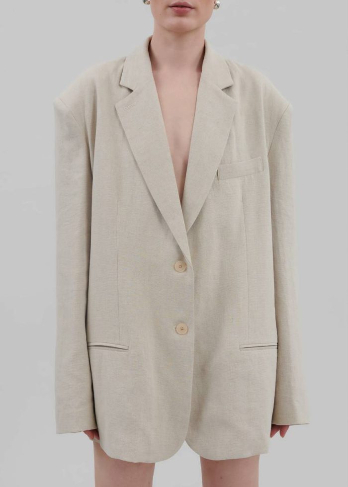 Beige Women The Frankie Shop Keenan Linen Oversized Blazer - Sand Outerwear