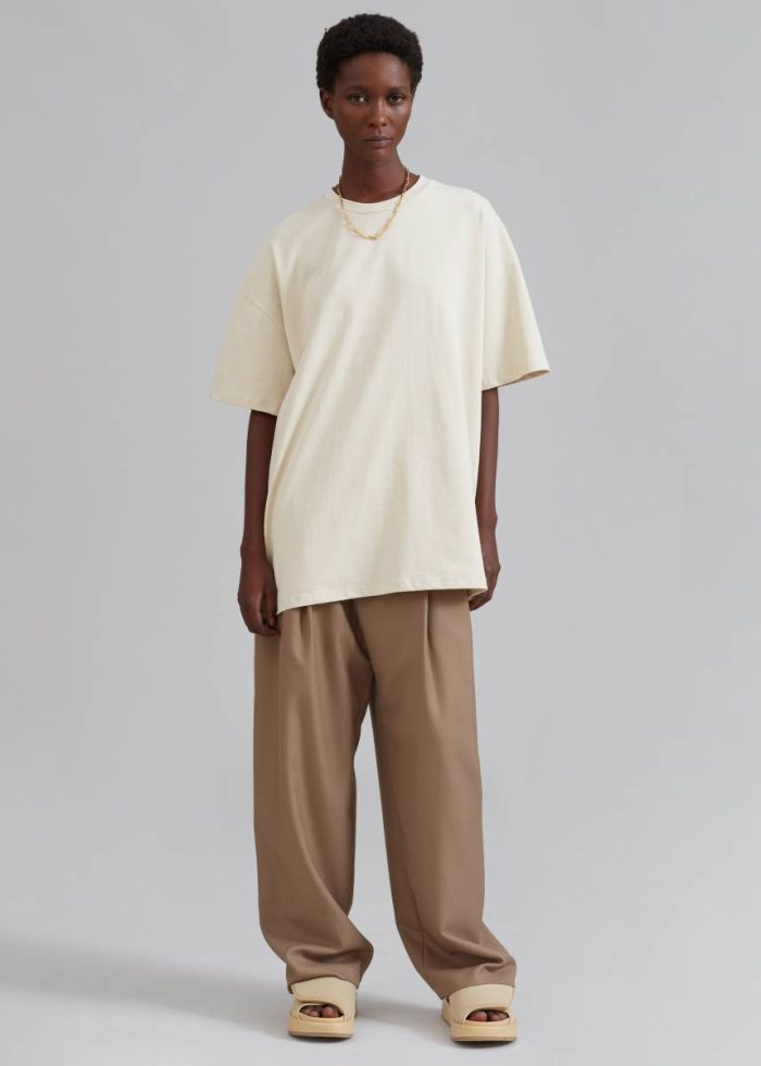 Beige Women Tops The Frankie Shop Faro Boxy Tee - Beige