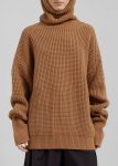 Bex Wool Hooded Turtleneck - Camel Knitwear Women The Frankie Shop Brown