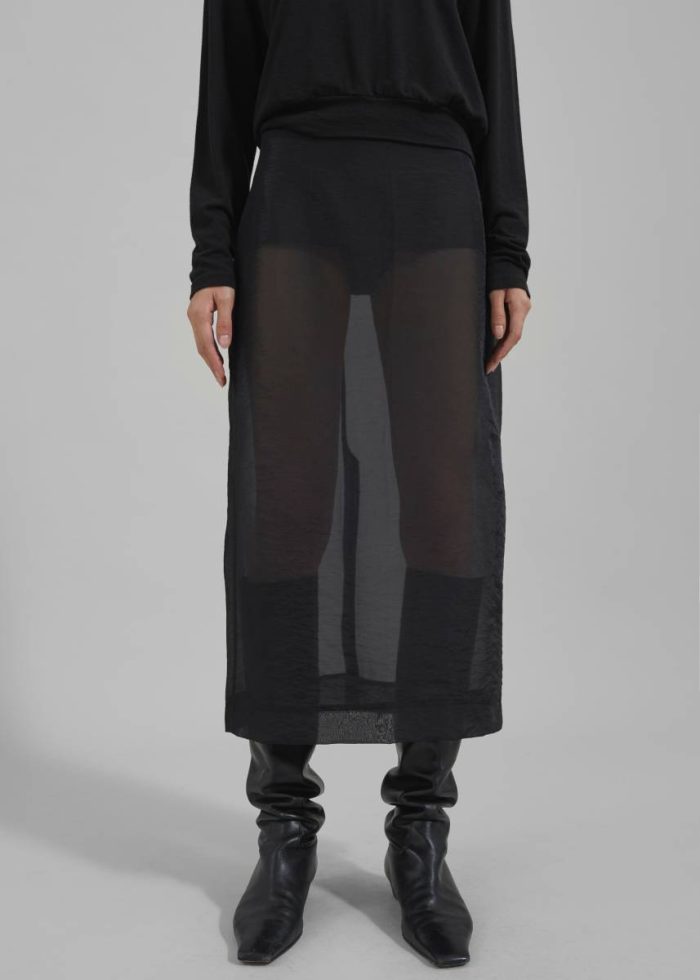 Black Bottoms Yara Sheer Midi Skirt - Black The Frankie Shop Women