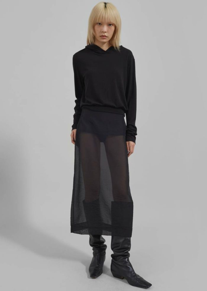Black Bottoms Yara Sheer Midi Skirt - Black The Frankie Shop Women