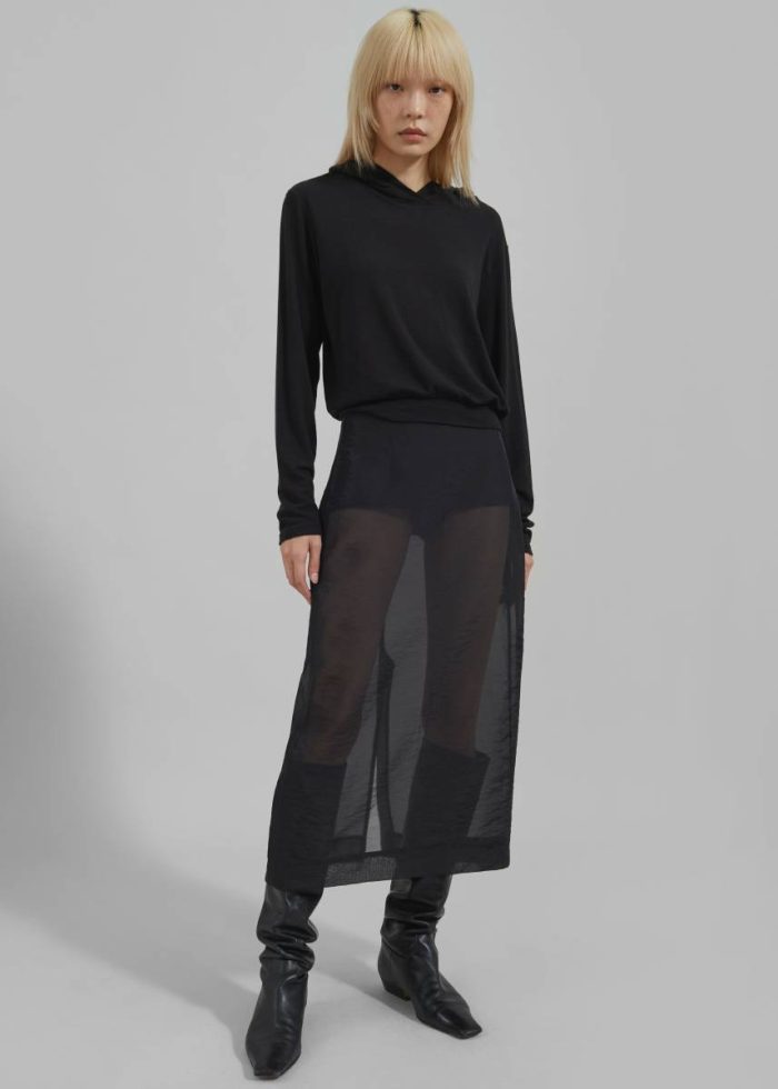 Black Bottoms Yara Sheer Midi Skirt - Black The Frankie Shop Women
