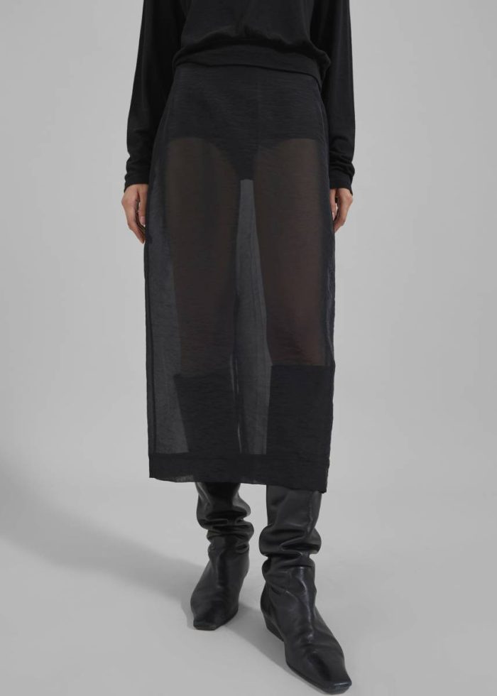 Black Bottoms Yara Sheer Midi Skirt - Black The Frankie Shop Women