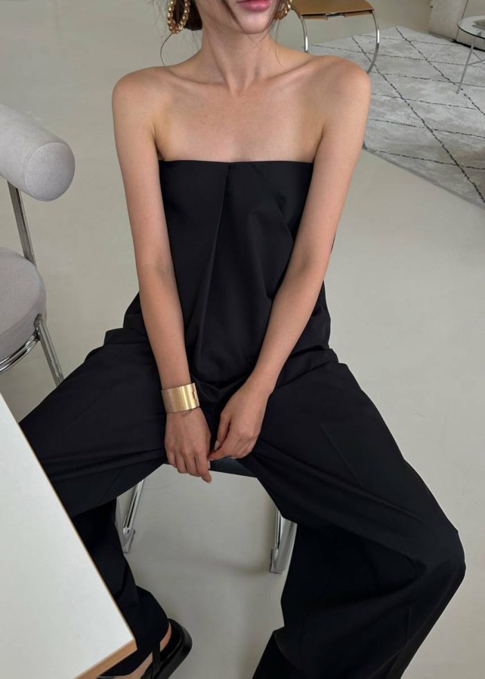 Black Catalina Pleated Trousers - Black Women The Frankie Shop Tops