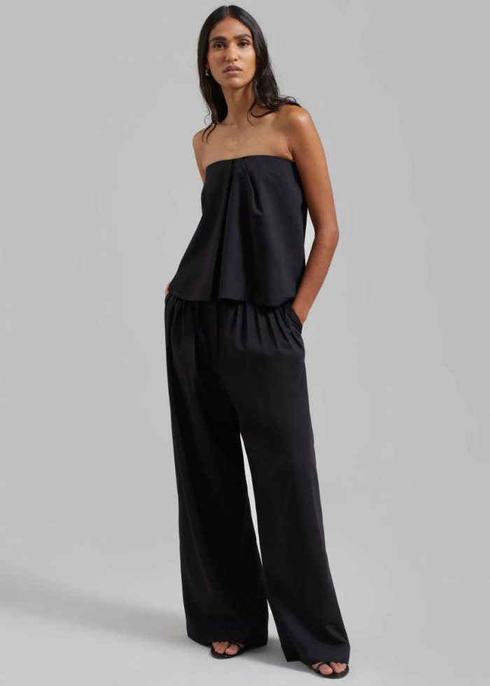 Black Catalina Pleated Trousers - Black Women The Frankie Shop Tops