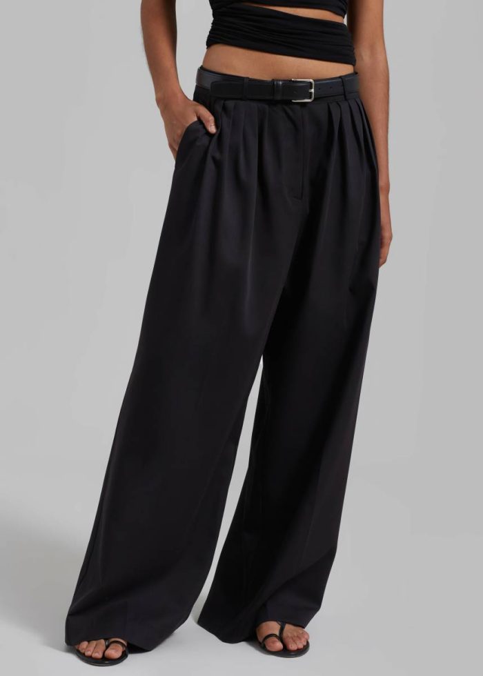 Black Catalina Pleated Trousers - Black Women The Frankie Shop Tops