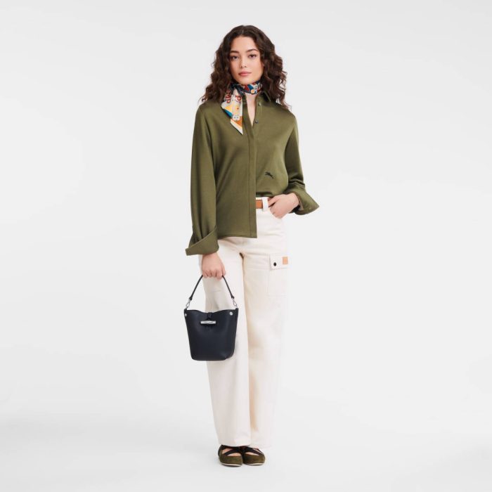 Black Le Roseau Xs Bucket Bag Black - Leather Longchamp Leather Bags Women