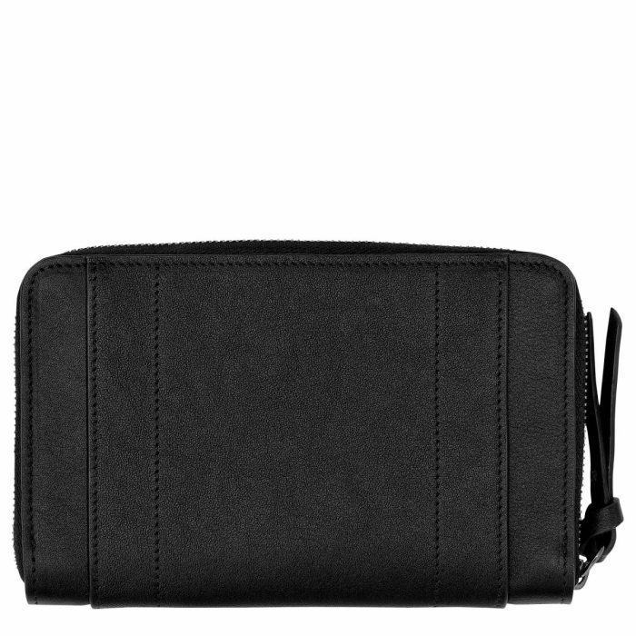 Black Leather Wallets Women Longchamp 3D Wallet Black - Leather