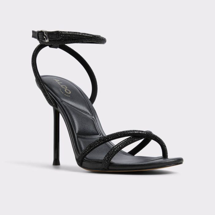 Black Manaelden Black Women's Strappy Sandals Women Heels Aldo