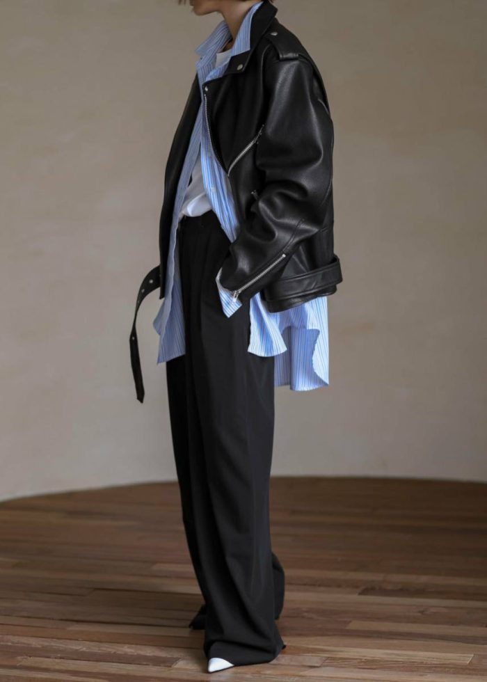 Black Outerwear The Frankie Shop Women Aria Faux Leather Jacket - Black