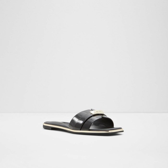 Black Sandals Women Aldo Darine Black Women's Flat Sandals