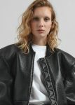 Black The Frankie Shop Outerwear Glane Faux Leather Bomber Jacket - Black Women