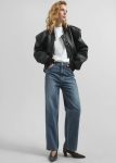 Black The Frankie Shop Outerwear Glane Faux Leather Bomber Jacket - Black Women