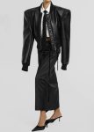 Black The Frankie Shop Outerwear Glane Faux Leather Bomber Jacket - Black Women