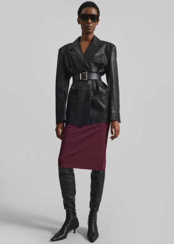 Black The Frankie Shop Outerwear Windham Faux Leather Blazer - Black Women