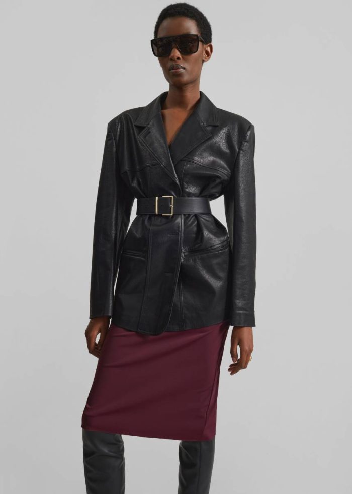Black The Frankie Shop Outerwear Windham Faux Leather Blazer - Black Women
