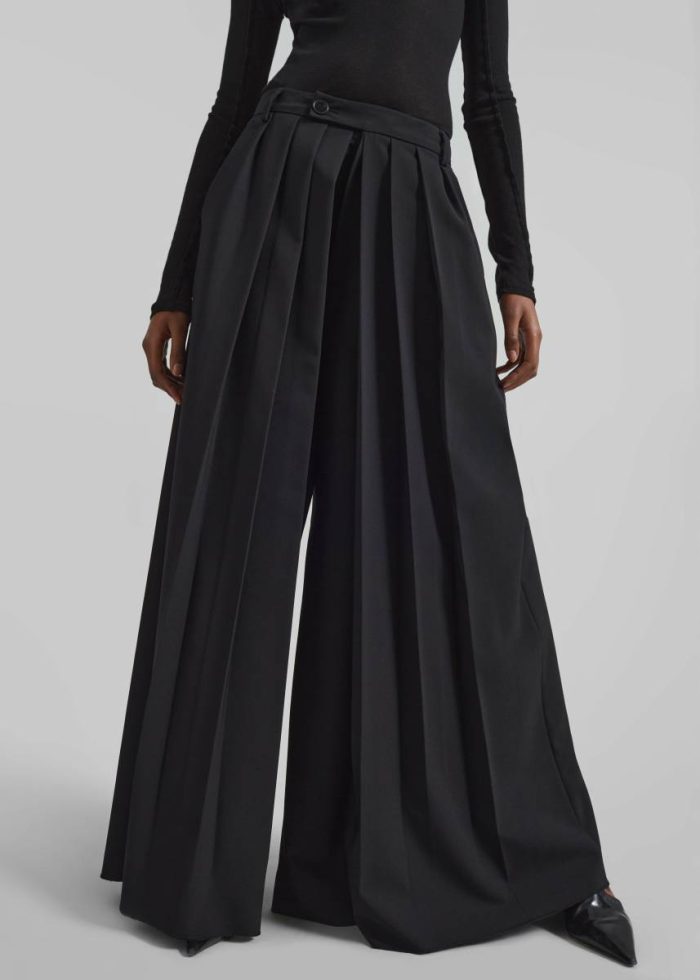 Black The Frankie Shop Women Norska Pleated Wrap Trousers - Black Bottoms
