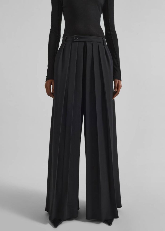 Black The Frankie Shop Women Norska Pleated Wrap Trousers - Black Bottoms