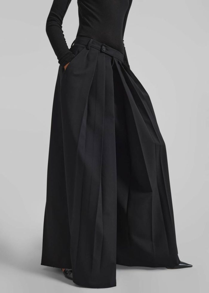 Black The Frankie Shop Women Norska Pleated Wrap Trousers - Black Bottoms